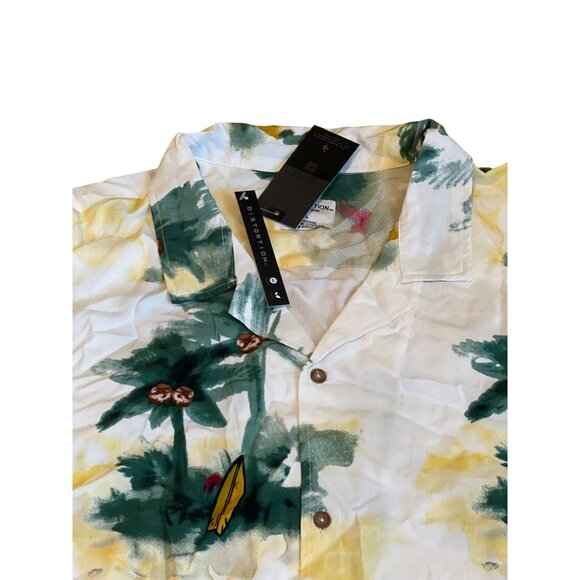 Distortion Hawaiian Camp Shirt Palm Trees 100% Viscose Size 2XL NWT - Picture 3 of 4